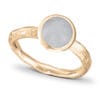 Organic ring in 585 yellow gold with a narrow band and an 8 mm Snow Quartz - a deep light gray/white stone from Northern Norway.